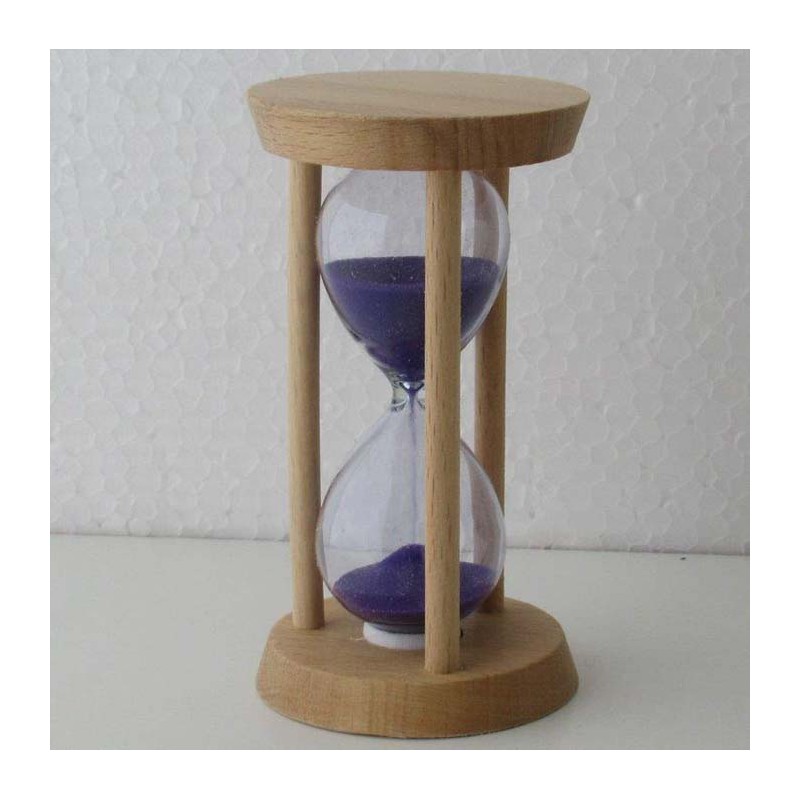 Sanduhr 3 Min. 9.3 cm Lila, Buchenholzrahmen rund