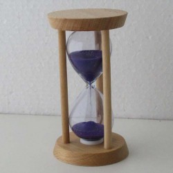 Sanduhr 3 Min. 9.3 cm Lila, Buchenholzrahmen rund
