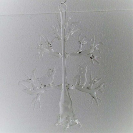 Glas Baum mit 2 Katzen eine sitzend zum hängen