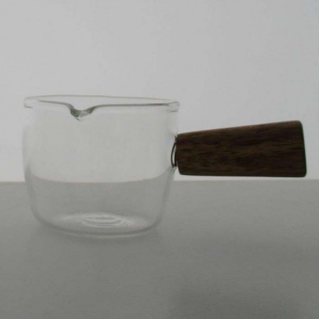 Borosilikatglas -100ml 6cm Tasse mit Holz Griff Multi-funktionale Gericht Kaffee Mini Milch Borosilikatglas
