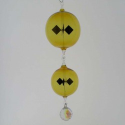 Glas Lichtmühle 80mm Kugel Öse & Haken Gelbglas zum hängen