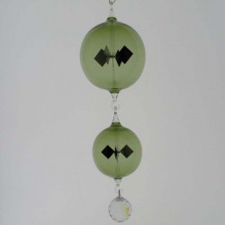 Glas Lichtmühle 80mm Kugel Öse & Haken grün Glas zum hängen