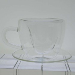 Isolierglas -200ml 9.5cm Doppel Wand Herz Getränke Becher Tasse Kreative Isolierung Drink Transparent