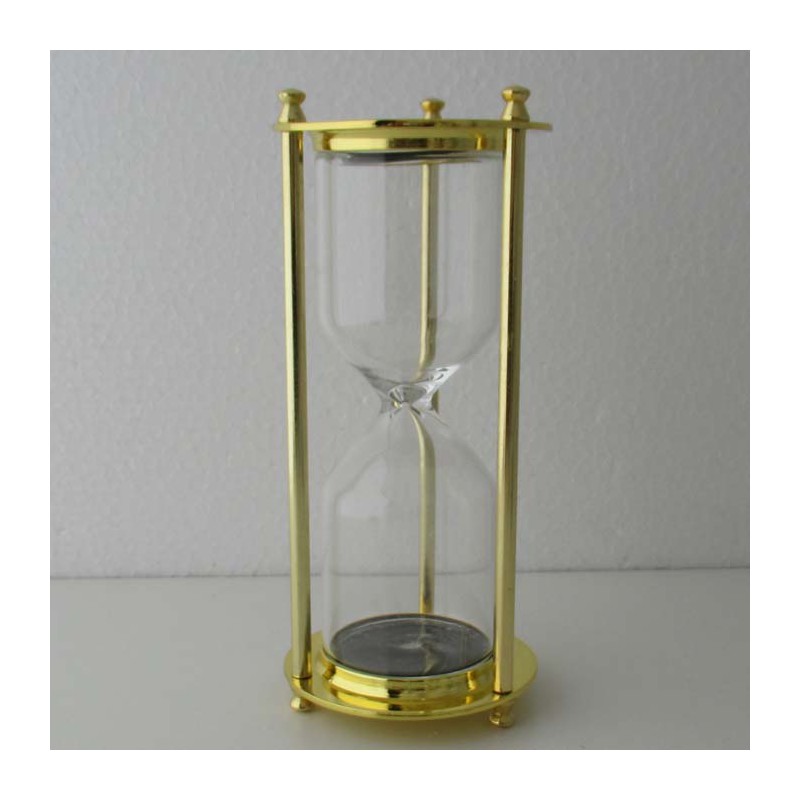Sanduhren -4 min. 16 cm zum selber füllen mit eigenem Sand Zylinderform Glassanduhr mit Metalgestell