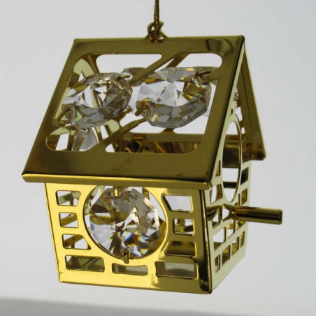 Vogelhaus zum hängen mit Swarovski Elements vergoldet