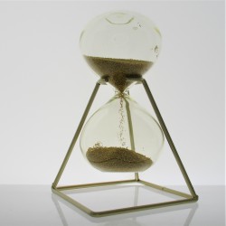 Glas-Sanduhr 90 Sekunden 17 cm Gold, mit Metallständer Glassanduhr