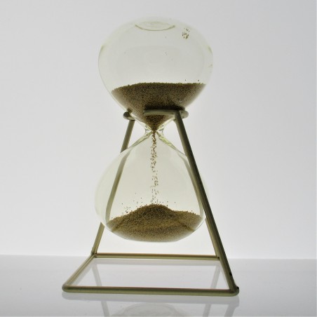 Glas-Sanduhr 90 Sekunden 17 cm Gold, mit Metallständer Glassanduhr
