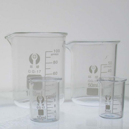 Glas 5ml-100ml Messgläser 4 Grössen Kapazität Chemie Labor Borosilikatglas Transparent