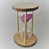 Sanduhr 20 Min. 16cm Lilla, Glas im Naturholz Gestell,