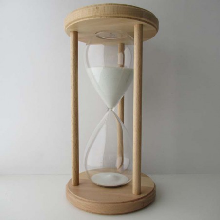 Sanduhr 60 min. 27 cm hoch im Holzgestell Buche Natur rund