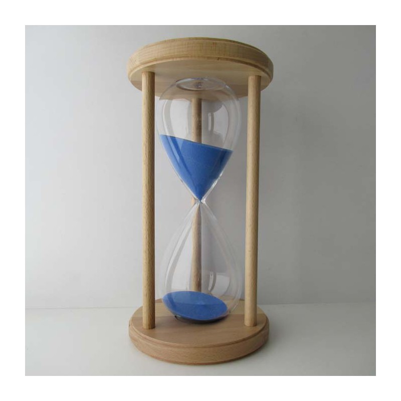 Sanduhr 60 min. 27 cm hoch im Holzgestell Buche Natur rund