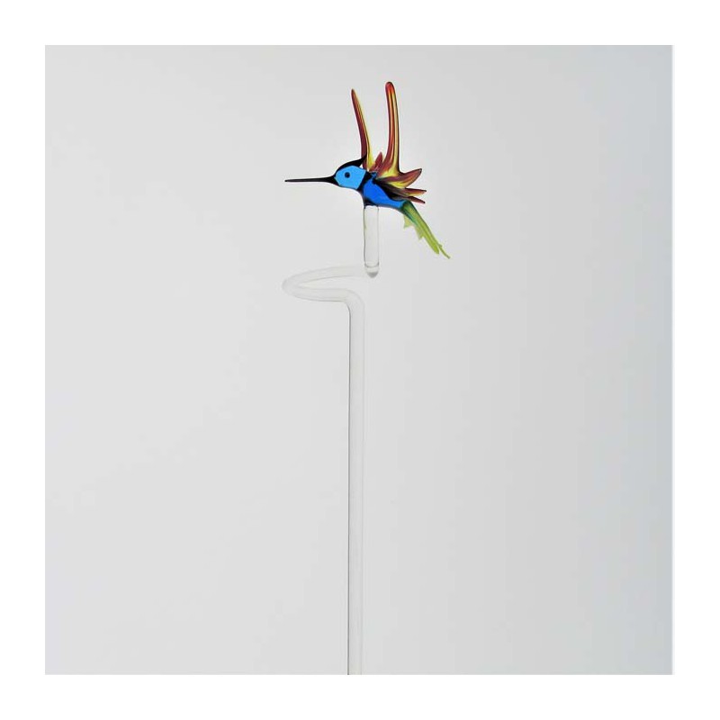 Glas Orchideenstab 44cm Breitschwingen Kolibri auf Stab