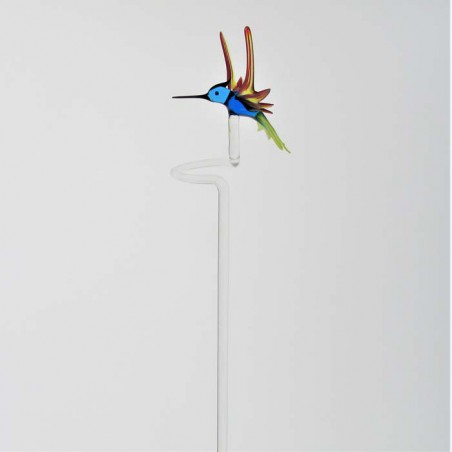Glas Orchideenstab 44cm Breitschwingen Kolibri auf Stab