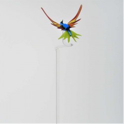 Glas Orchideenstab 44cm Breitschwingen Kolibri auf Stab