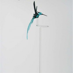 Glas Orchideenstab 46cm Gabelschwanzkolibri auf Stab