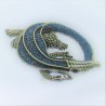 Krokodil Brosche Strass Emaille versilbert