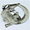 Krokodil Brosche Strass Emaille versilbert