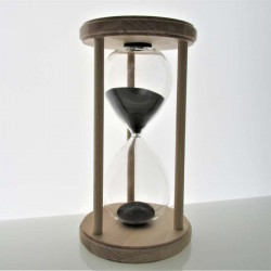 Sanduhr 30 Min. 24 cm Schwarz, rund Buchenholz