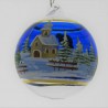 Glaskugel 060 mm Blau Winterlandschaft mit Goldrand zum hängen