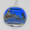 Glaskugel 060 mm Blau Winterlandschaft mit Goldrand zum hängen