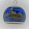 Glaskugel 060 mm Blau Winterlandschaft mit Goldrand zum hängen