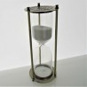 Sanduhren 60 Min. 21cm Weiss, Zylinder Metall Gestell Messing Farben