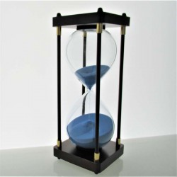 Sanduhr 60 Min. 25 cm Blau, Schwarz viereckig mit 4 Säulen