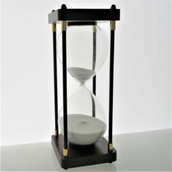 Sanduhr 60 Min. 25 cm Weiss, Schwarz viereckig mit 4 Säulen