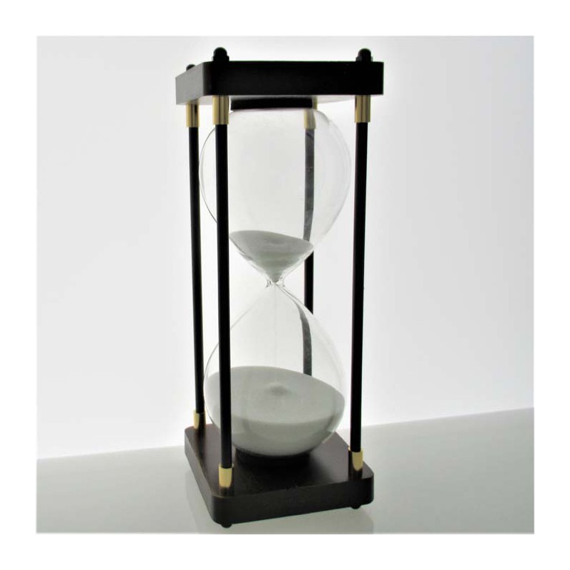 Sanduhr 60 Min. 25 cm Weiss, Schwarz viereckig mit 4 Säulen