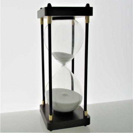 Sanduhr 60 Min. 25 cm Weiss, Schwarz viereckig mit 4 Säulen