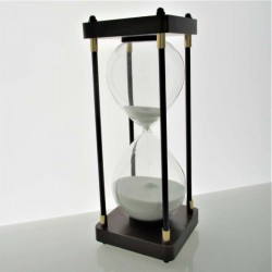 Sanduhr 60 Min. 25 cm Weiss, Schwarz viereckig mit 4 Säulen
