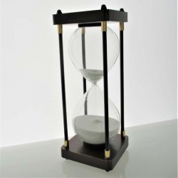 Sanduhr 60 Min. 25 cm Weiss, Schwarz viereckig mit 4 Säulen