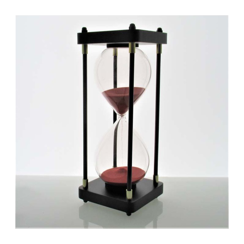 Sanduhr 30 Min. 25 cm Rot, Schwarz viereckig mit 4 Säulen