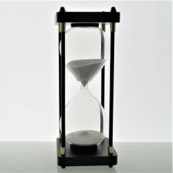 Sanduhr 30 Min. 25 cm Weiss, Schwarz viereckig mit 4 Säulen