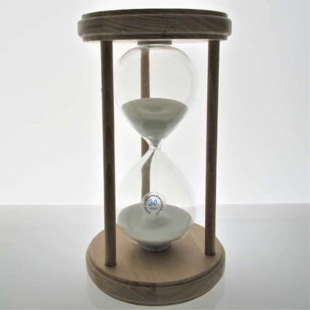 Sanduhr 30 Min. 20cm weiss in Buchen Holzgestell,