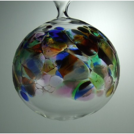 Glas Kröselkugel 80 mm bunt zum hängen