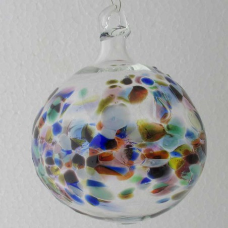 Glas Kröselkugel 90 mm bunt zum hängen