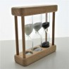 Sanduhr 1- 3 - 5 min. 9 cm Grau, zylindrisch Sanduhr im Buchenholz Gestell