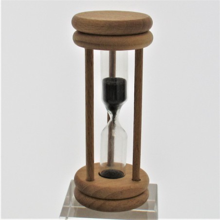 Sanduhr 15 Sek. 93 mm Schwarz, im Buchenholzgestell rund