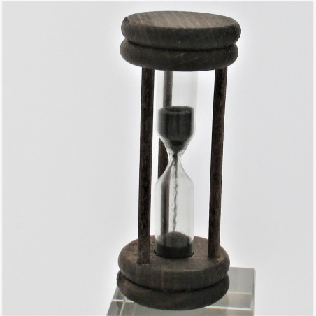 Sanduhr 15 Sek. 96 mm Schwarz, im Buchenholzgestell gebeizt dunkel