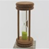 Sanduhr 3 Min. 96mm Gelb, zylindrisch Glas in Holzgestell Buche natur