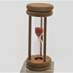 Sanduhr 3 Min. 96mm Rot, zylindrisch Glas in Holzgestell Buche natur