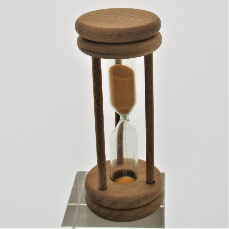 Sanduhr 3 Min. 96mm Orange, zylindrisch Glas in Holzgestell Buche natur Sanduhr 3 Min. 96mm Orange, zylindrisch Glas in Holzgestell Buche natur