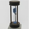 Sanduhr 3 Min. 96mm Hellblau, zylindrisch Glas in Holzgestell Buche gebeizt dunkel