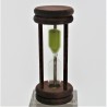 Sanduhr 3 Min. 96mm Gelb, zylindrisch Glas in Holzgestell Buche gebeizt Mahagoni