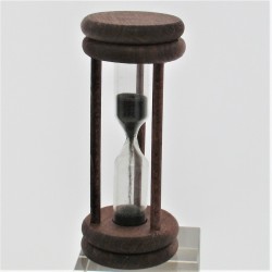 Sanduhr 3 Min. 96mm Schwarz, zylindrisch Glas in Holzgestell Buche gebeizt Mahagoni