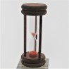 Sanduhr 4 Min. 96mm Rot, zylindrisch Glas in Holzgestell Buche gebeizt Mahagoni