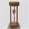Sanduhr 5 Min. 96mm Rosa, zylindrisch Glas in Holzgestell Buche