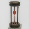 Sanduhr 5 Min. 96mm Rot, zylindrisch Glas in Holzgestell Buche gebeizt dunkel