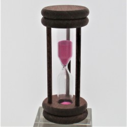 Sanduhr 5 Min. 96mm Rosa, zylindrisch Glas in Holzgestell Buche gebeizt Mahagoni